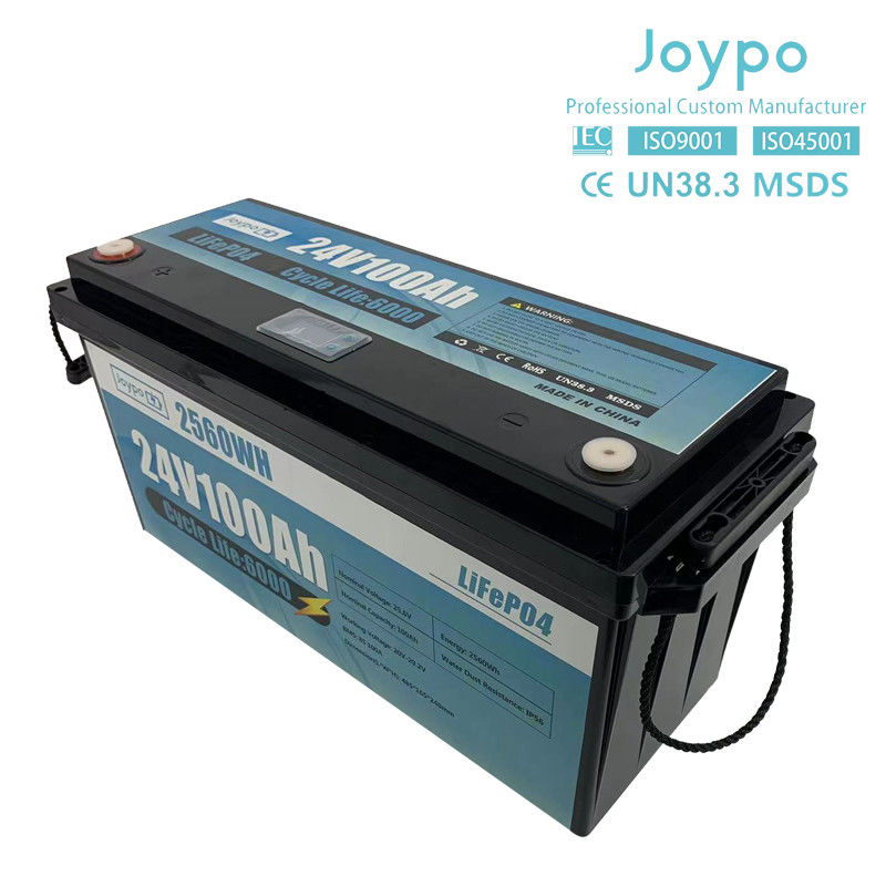 100Ah 200Ah แบตเตอรี่ลิตยูมไอออน LiFePO4 แบตเตอรี่วงจรลึก 24 วอลต์ สําหรับรถ RV